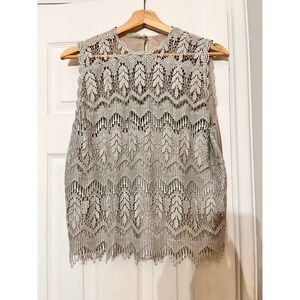 Jonquil by Diane Samandi Lace Overlay Sleeveless Top Silver